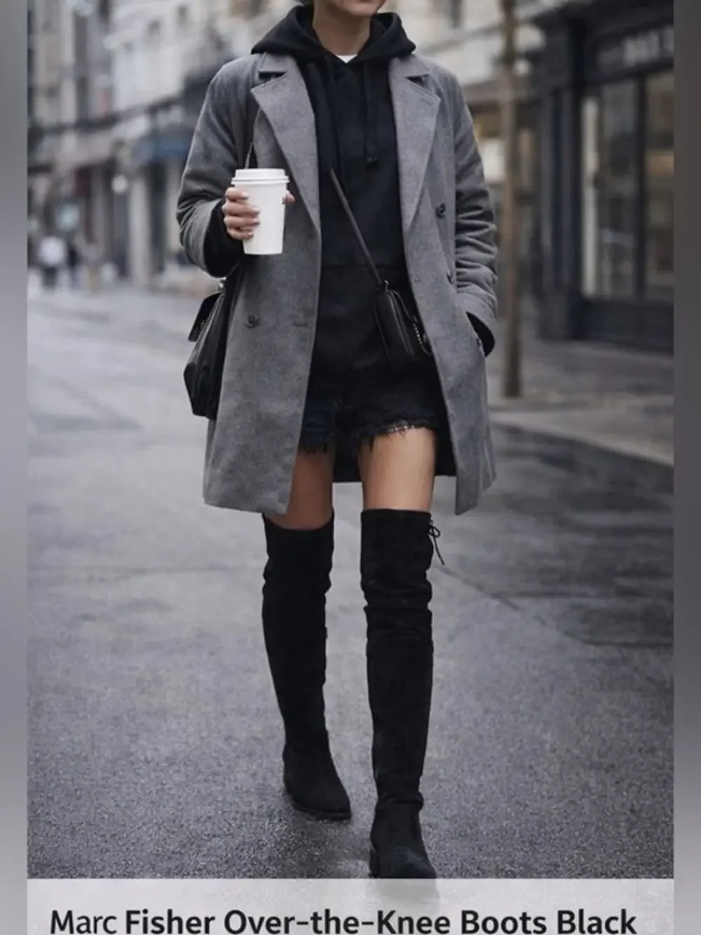 Marc Fisher Over-the-Knee Boots Black Low Heel Thigh High 5.5 Like New